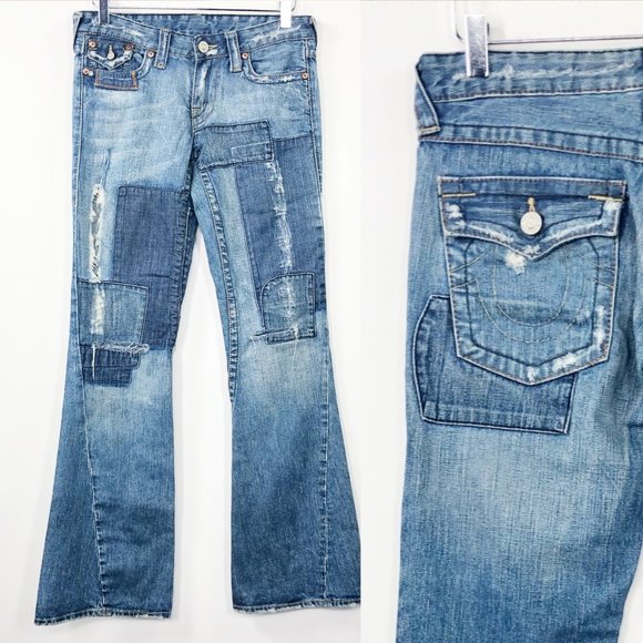 True Religion Denim - True Religion 27 Joey Patch Distressed Flare Leg V